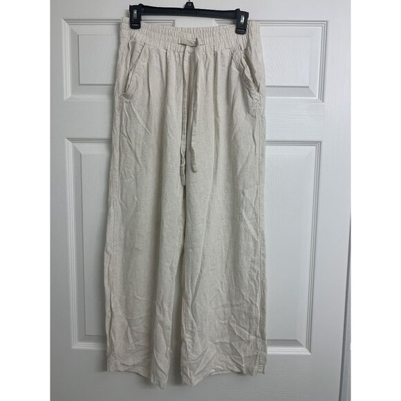 Sienna Sky Pants - Sienna Sky Wide Leg Linen Cream Pants Size L